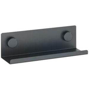 WENKO Kruidenrek Jet S, wandrek van metaal, 25 x 7,5 x 7,5 cm, om te boren, alternatieve bevestiging met Static-Loc® Plus-adapters (inclusief), zonder boren, zwart, bevestigingsmateriaal inbegrepen
