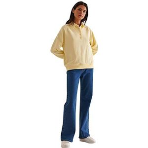 NA-KD Jeans met rechte pijpen en hoge taille voor dames, Mid Blauw, 30