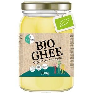 Go-Keto BIO Ghee, 500g | 100% geklaarde boter, BIO-gecertificeerd, Ayurveda | perfect voor het keto-dieet | ideaal voor bakken en braden | Lactosevrij, glutenvrij, koolhydraatarm