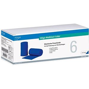 Höga Pharm Mubilast-Color, 6 cm x 4 m uitgerekt, 20 stuks, blauw, elastische fixatieband voor het vastzetten van wondkussens, huidvriendelijk, luchtdoorlatend, antislip