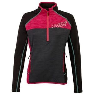 Ande W32002-C580 QUALIDO Lady Half Zip Longshirt Dames Antraciet/Zwart Maat XS