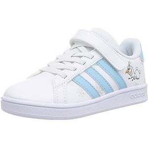 adidas Grand Court C Sneakers voor kinderen, uniseks, Blanco Ftwr White Hazy Sky Hazy Azule, 33 EU