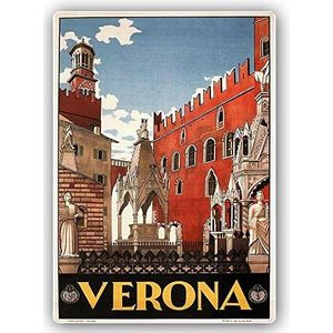 Legendarte Advertising Poster-Verona-High Definition afdrukken op RVS plaat-cm. 30x40, Multi kleuren