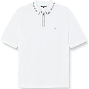 Tommy Hilfiger Heren BT-RWB Zip PLACKT TIPNG R Polo-B S/S Polo, Wit, 4XL, Wit, 4XL grote maten