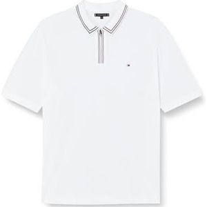 Tommy Hilfiger Heren BT-RWB Zip PLACKT TIPNG R Polo-B S/S Polo, Wit, 5XL, Wit, 5XL grote maten