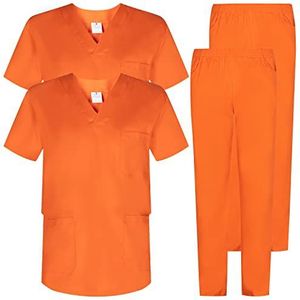 MISEMIYA - 2-817-8312, pak en broek voor sanitair, uniseks, medische uniformen, pak van 2 stuks, Oranje, 3XL