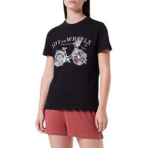 Mavi Bike Printed Tee T-shirt voor dames, zwart, XXS