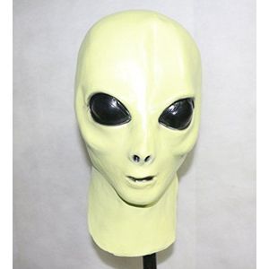 The Rubber Plantation TM Unisex-Adult 619219291521 Glow in The Dark Alien Full Head Latex Masker Fancy Dress Roswell Halloween UFO Martian Kostuum Accessoire, One Size, Bruin