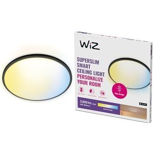 WiZ Plafondlamp SuperSlim Zwart - Slimme LED-Verlichting - Warm- tot Koelwit Licht - Geïntegreerd LED - 32W - Wi-Fi
