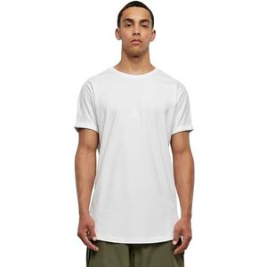 Urban Classics Heren T-shirt Long Shaped Turnup Tee, casual T-shirt voor mannen, in lange snit, verkrijgbaar in vele kleuren, maten XS-5XL, wit, S