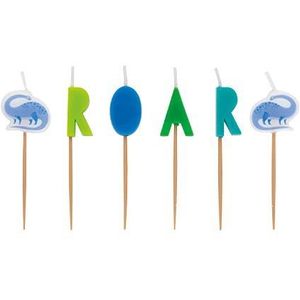 Verjaardagskaarsen - blauw & groen dinosaurusparty - set van 6