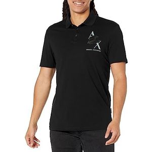 Armani Exchange Poloshirt voor heren, regular fit, katoen, Eagle logo, poloshirt, zwart, S