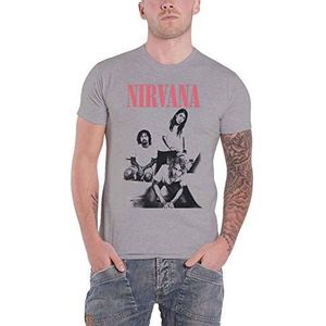 Nirvana T-shirt Bathroom Photo Band Logo Nieuw Officieel Heren Grijs Maat L