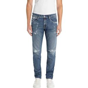 Replay Heren Straight Fit Jeans Grover Original Collectie, 009, medium blue., 28W x 30L