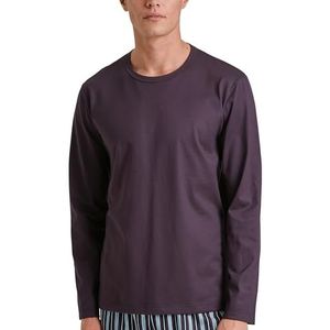 CALIDA RMX Sleep shirt met lange mouwen voor heren, van 100% katoen, pruim, 58/60 NL