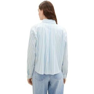 TOM TAILOR Denim Boxy Basic hemdblouse voor dames, 33809-lichtblauw-witte streep, XXL