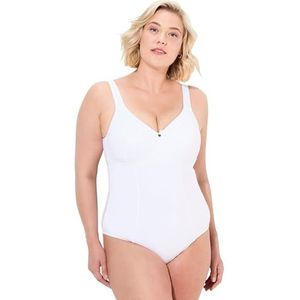Ulla Popken Damesbody, softcups, zonder beugel, uitgesneden rug, cup C-E lingerie, sneeuwwit, 95C