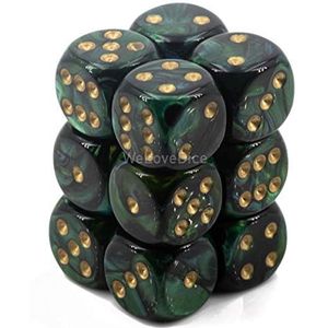 Chessex Dice DND dobbelstenen set-Chessex D&D dobbelstenen - 16 mm Borealis Scarab Jade en goud plastic veelvlakkige dobbelstenen set, kerkers en draken dobbelstenen inclusief 12 dobbelstenen - D6,