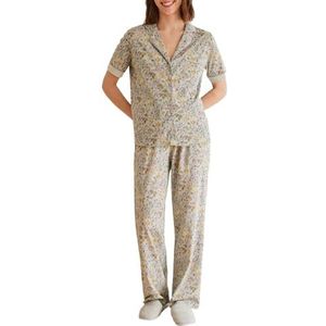 Women'Secret Lange pyjama Mix and Match Spring Drops Set Dames, groene print, L
