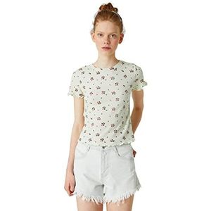 Koton T-shirt met korte mouwen voor dames, Groen Design (01b), XL