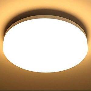 LE Plafondlamp, 15 W, led-plafondlamp, IP54 waterdicht, 3000 K, 1500 lumen, voor badkamer, slaapkamer, hal, keuken, woonkamer, balkon, warmwit, diameter 22 cm