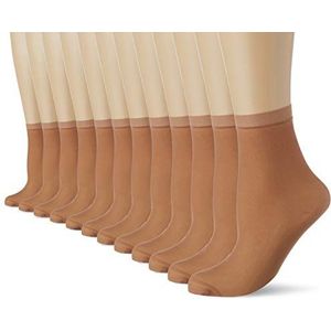 DIM 12 x transparante damessokken met perfecte grip en weerstand, beige, One size