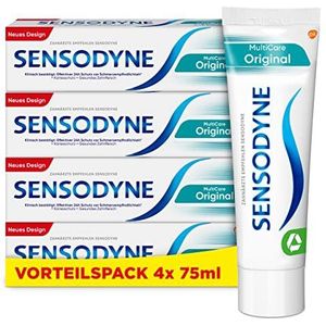 Sensodyne MultiCare Original Tandpasta, 4 x 75 ml, dagelijkse tandpasta met fluoride, voor pijngevoelige tanden
