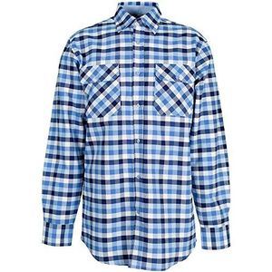 Planam Overhemd ""Country"" 1/1 arm maat 45/46, XXL, blauw geruit, 480045