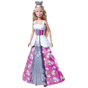 Simba 105733655 - Steffi LOVE pop Wedding Magic met 2-in-1 jurk - pop Steffi (29 cm) met wisselende trouwjurk (wit-zilver) en prinsessenjurk (roze) voor kinderen vanaf 3 jaar