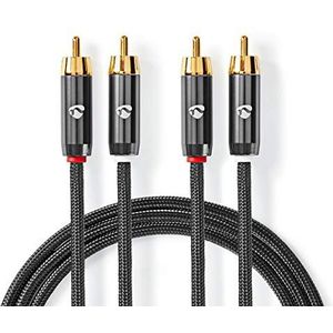 Nedis Premium Tulp stereo audio kabel / zwart - 1 meter