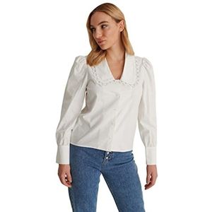NA-KD Dames kraag Detail Shirt, Kleur: wit, 44