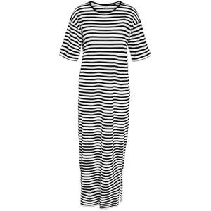 NOISY MAY Nmmayden 2/4 Long Dress Noos, zwart/strepen: helder wit, S
