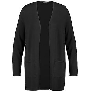 Samoon Lange cardigan met lange mouwen voor dames, gebreide cardigan effen, zwart, 56 grote maten