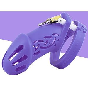 Silicone Chastity Cage Sissy Cock Cage Lock Male Penis Cage for Adult Sexual BDSM Chastity Device Slave Punish - Bondage Gear & Accessories Toys for Couples (Large,Purple)