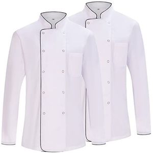 MISEMIYA - Verpakking van 2 stuks - koksjas voor heren - koksjas voor heren - Hosteleria Uniform - Ref. 682, Koksjassen 682b - wit, S