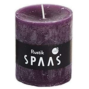 SPAAS Rustieke geurloze cilinderkaars 68/80 mm, ± 30 uur - aubergine