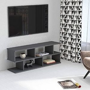 Homemania Su TV-meubel met planken - voor woonkamer - antraciet van melamine spaanplaat, 120 x 29,6 x 45 cm