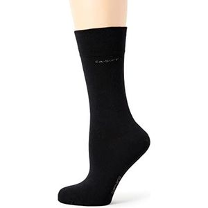 Camano Uniseks set van 2 effen katoenen sokken met versterkte hiel en teen, dames en heren kousen, zwart, 35-38 EU