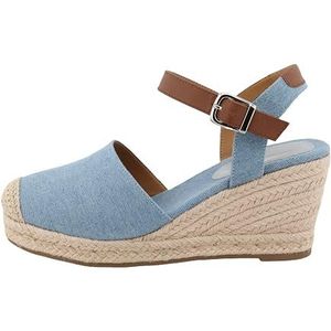 Tom Tailor Dames 7490730002 sandalen met sleehak, LtBlue, 37 EU, Ltblue, 37 EU