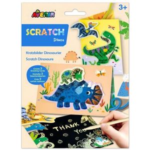 Avenir | Scratch Art Dino Wenskaarten Set | Maak mooie wenskaarten | Scratch Art