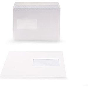 Oxford 100100867 enveloppen, zelfklevend, 162 x 229 mm, met venster, 45 x 100 mm, wit, 500 stuks