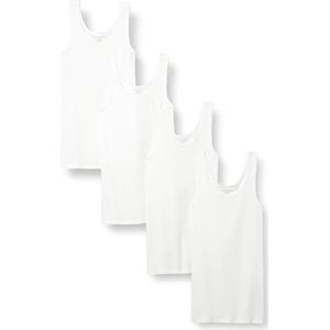 Amazon Essentials Slim-fit tanktop voor dames, verpakking van 4 stuks, wit, medium