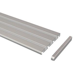 Flairdeco Gordijnrail 3-/4-voudig omkeerbaar profiel, aluminium, zilvergrijs, 240 cm (verdeeld in 2x120 cm)