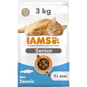 IAMS Senior Kattenvoer droog met vis - droogvoer voor oudere katten vanaf 7 jaar, 3 kg