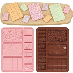 2 stuks chocoladevormen snoepvormen siliconen chocoladevorm siliconen bakvorm non-stick mini chocolade bar mal voor DIY chocolade snoep (9 gaten)