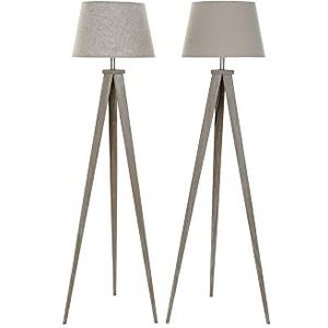 DKD Staande lamp Home Decor Beige Metaal Linnen Crème Statief Pine (40 x 40 x 154 cm) (2 stuks)