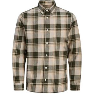 Jack & Jones Junior - Overhemd - Sand - Donkergroen - Geruit - Lange Mouw