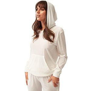 OHS Dames velours fluwelen hoodie Womens trainingspak Hooded Top Loungewear Joggers, crème - Medium