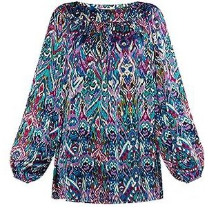 NALLY Damesblouse, Blauw meerkleurig., XL