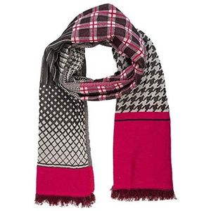 APART Fashion Dames Jacquard Patch Shawl sjaal, grijs-roze, One Size